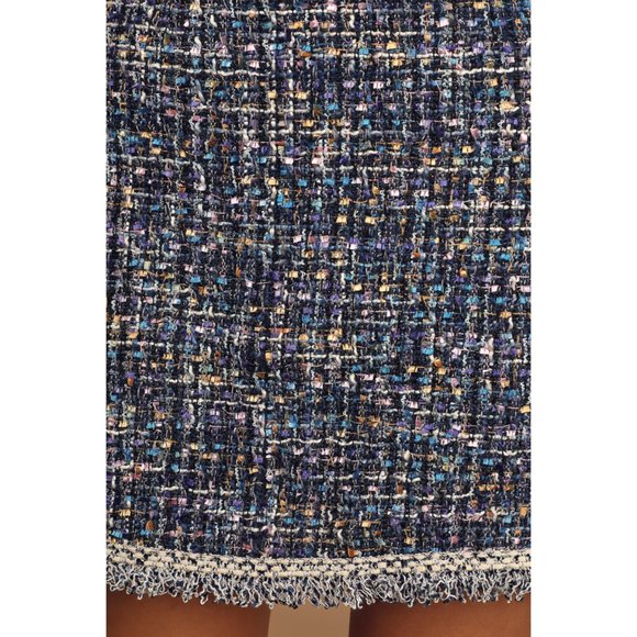 NWT Women Size Large Lulus Need for Tweed Blue Multi Tweed Sleeveless Mini Dress - Picture 5 of 5